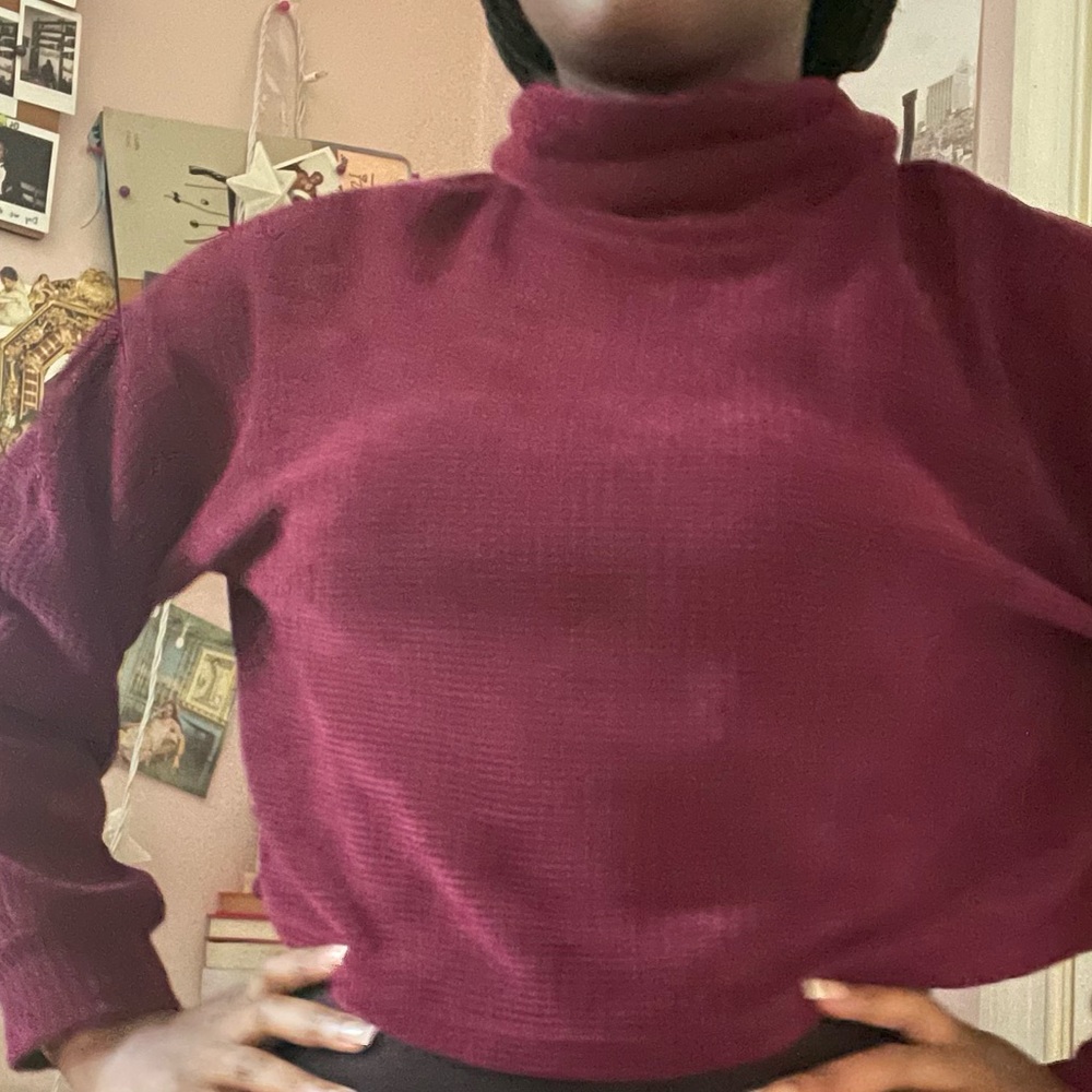 Bershka USA Medium Burgundy  turtleneck sweater